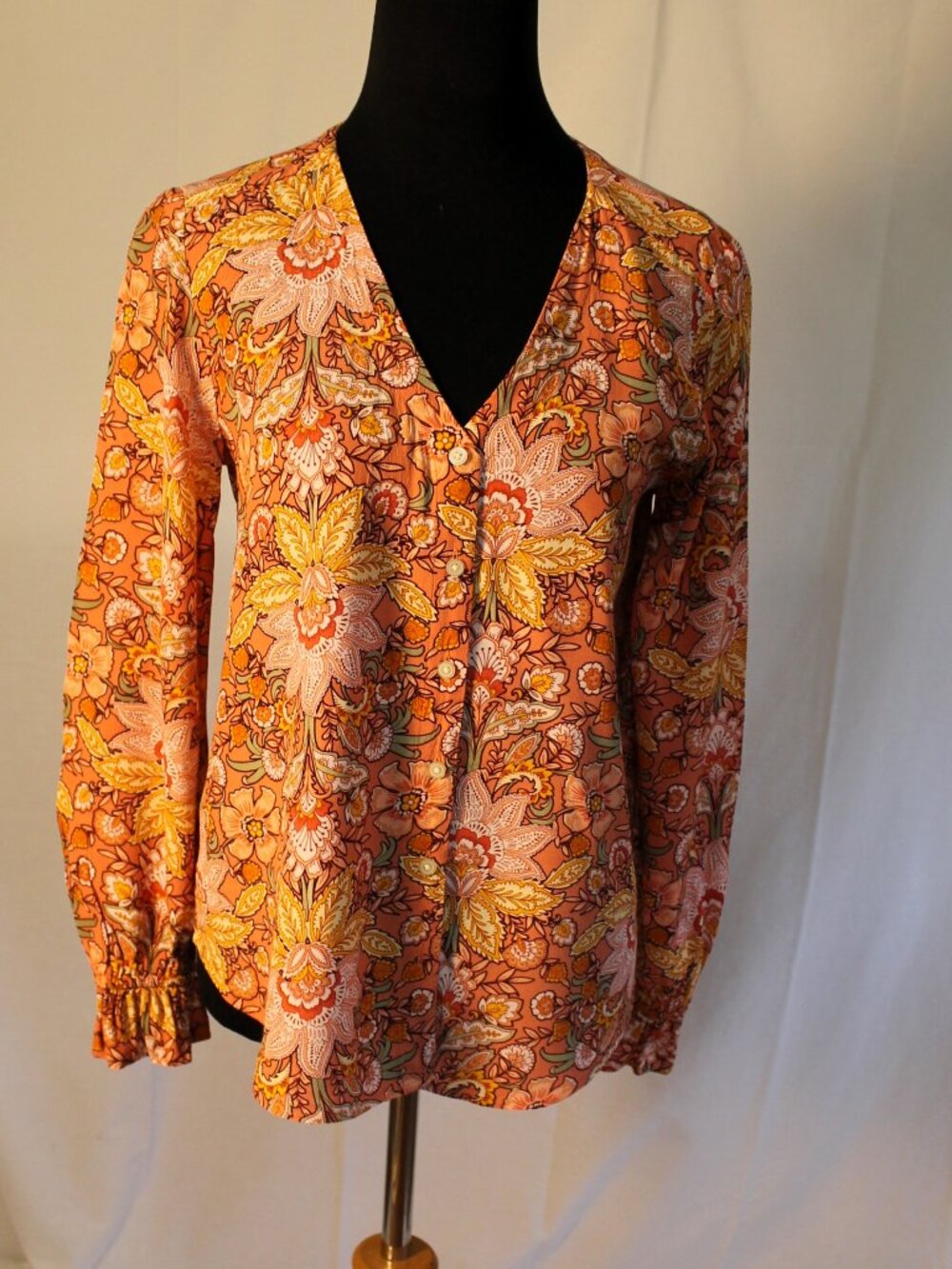 LOFT Peach Floral Blouse XS